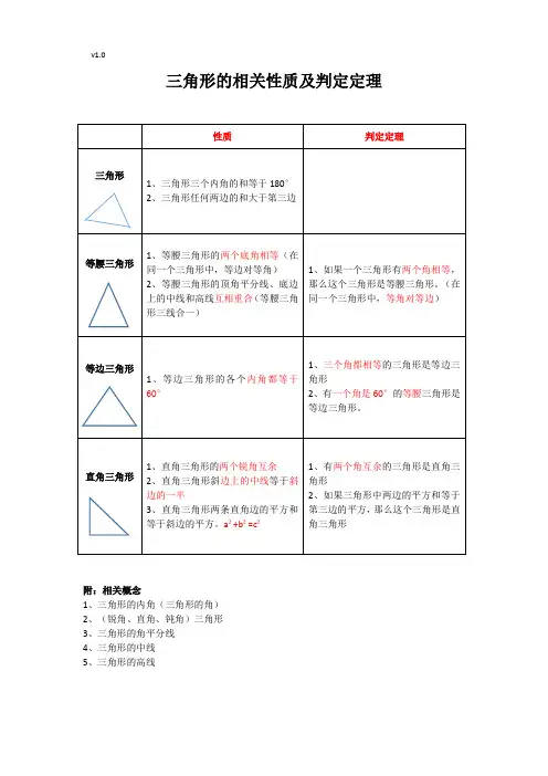 三角形的相关性质及判定定理