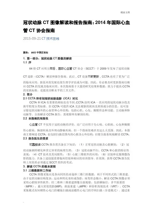 冠状动脉CTA分析及报告指南