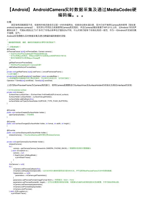 【Android】AndroidCamera实时数据采集及通过MediaCodec硬编码编。。。