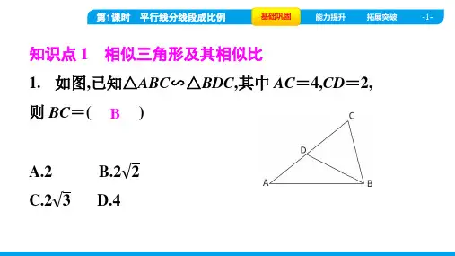 2022年人教版九年级下册数学同步培优第27章相似第2节第1课时 平行线分线段成比例
