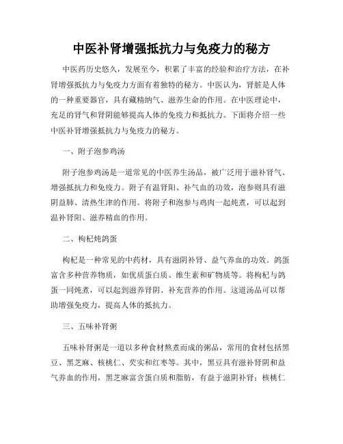 中医补肾增强抵抗力与免疫力的秘方