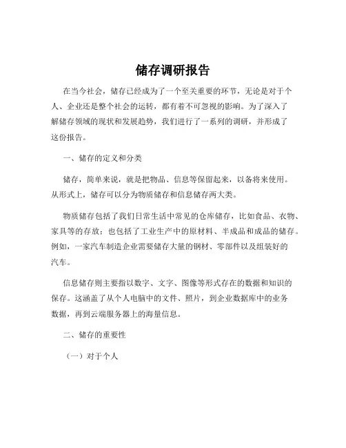 储存调研报告