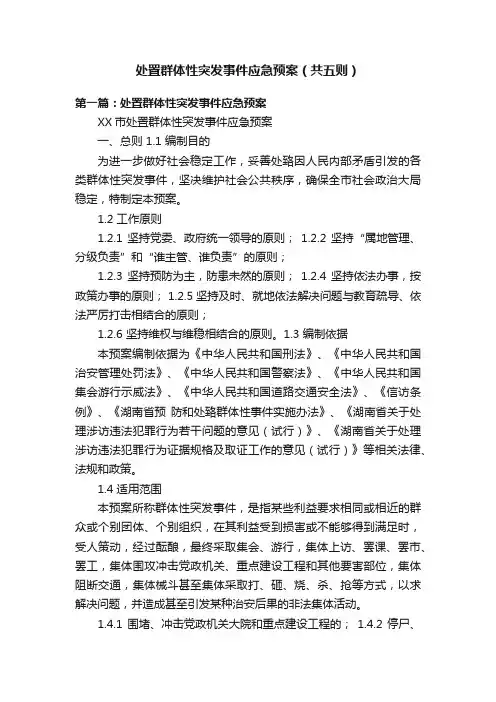 处置群体性突发事件应急预案（共五则）