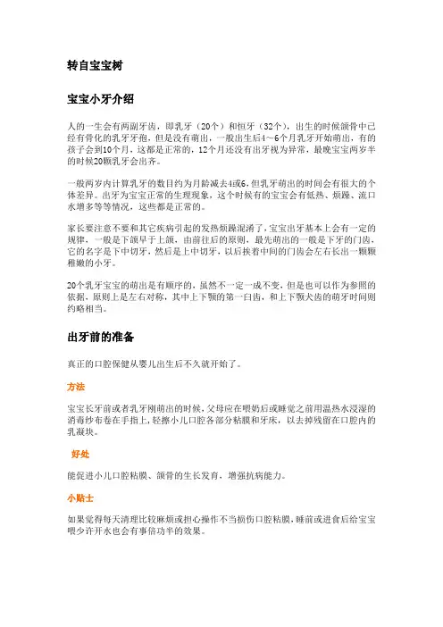 宝宝出牙与乳牙的介绍