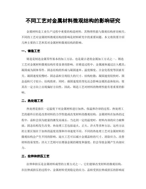 不同工艺对金属材料微观结构的影响研究