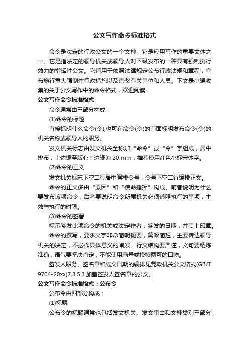 公文写作命令标准格式