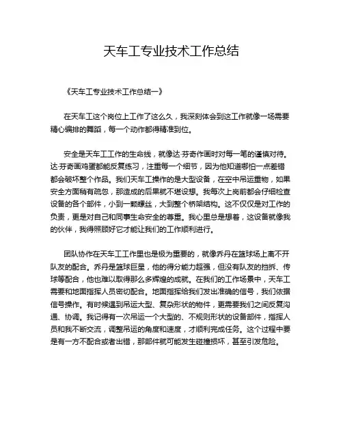 天车工专业技术工作总结