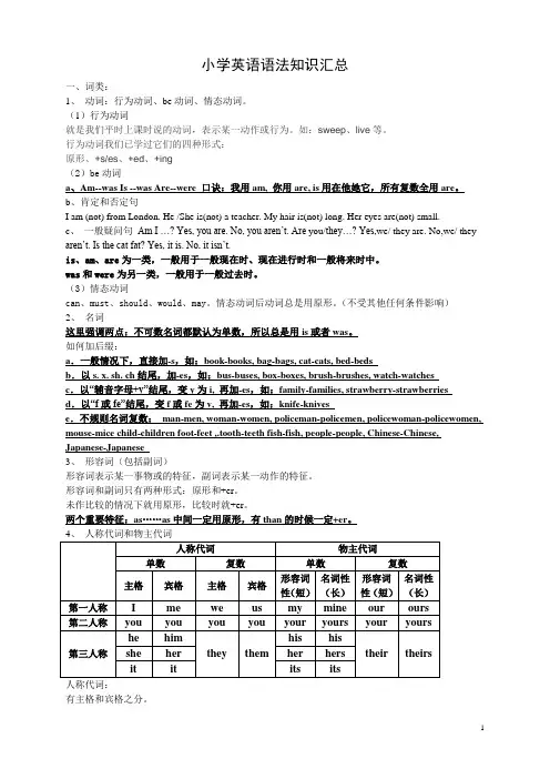 小学英语语法知识汇总