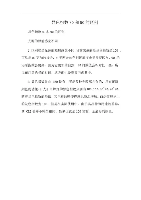 显色指数80和90的区别