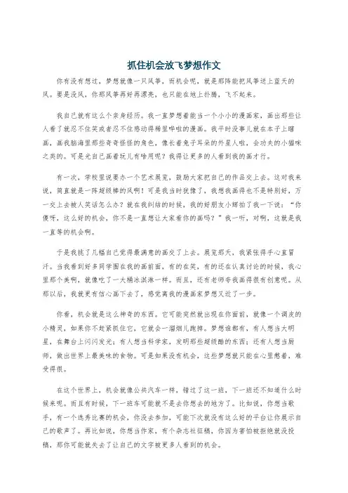 抓住机会放飞梦想作文
