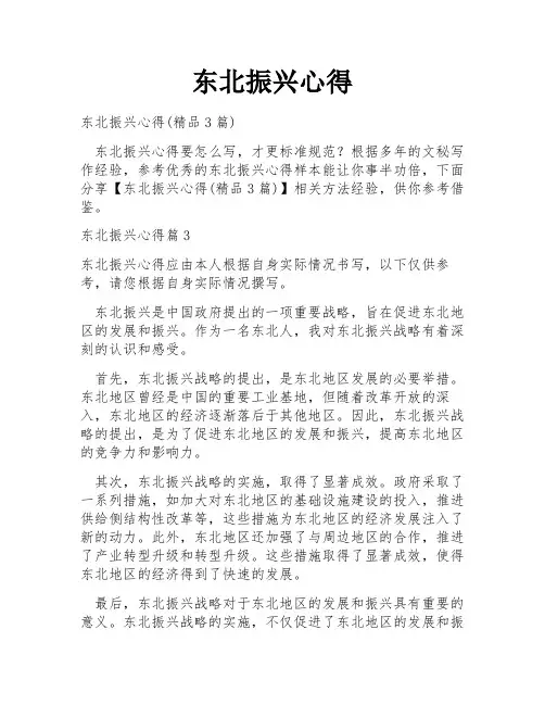 东北振兴心得