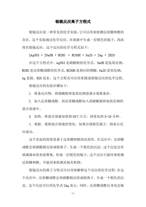 银镜反应离子方程式
