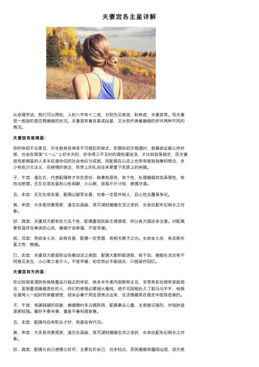 夫妻宫各主星详解