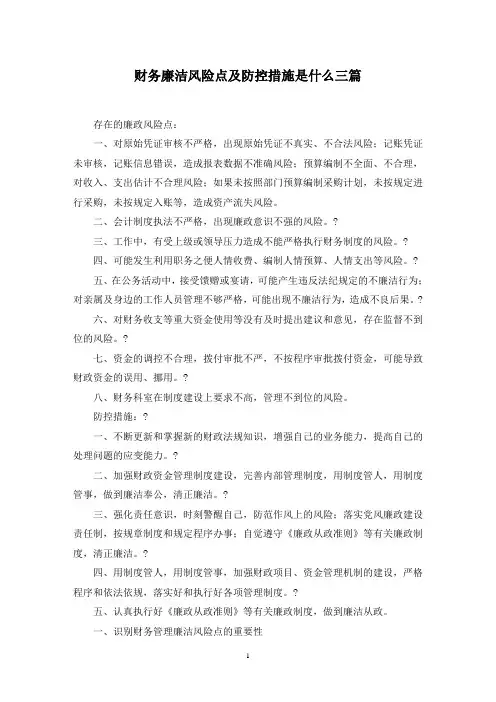 财务廉洁风险点及防控措施是什么三篇范文精选