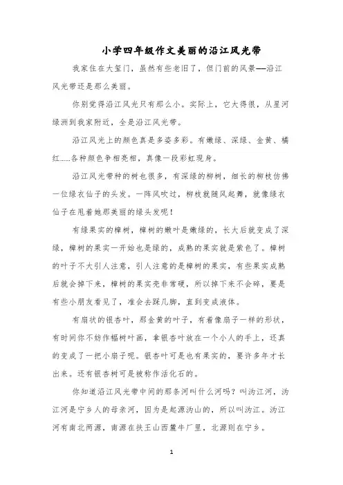 小学四年级作文美丽的沿江风光带