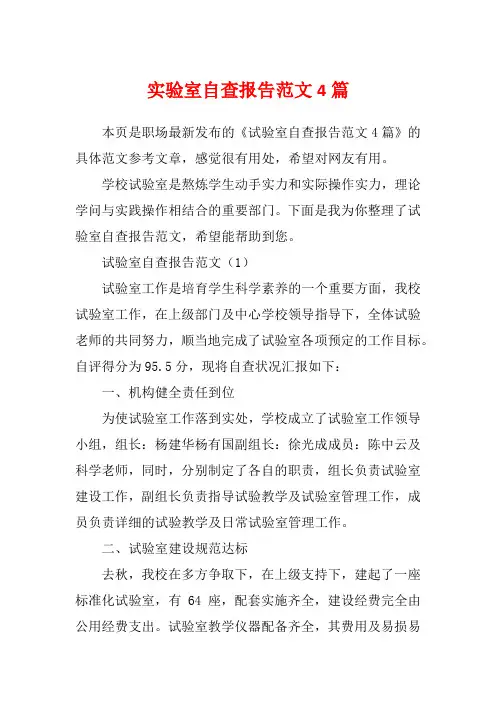 实验室自查报告范文4篇