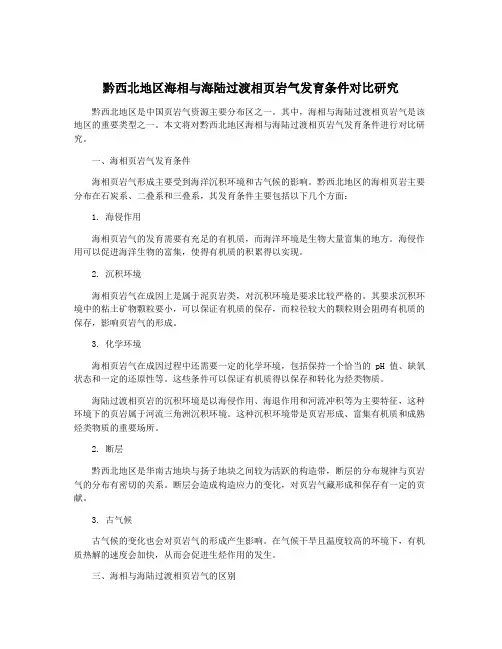 黔西北地区海相与海陆过渡相页岩气发育条件对比研究