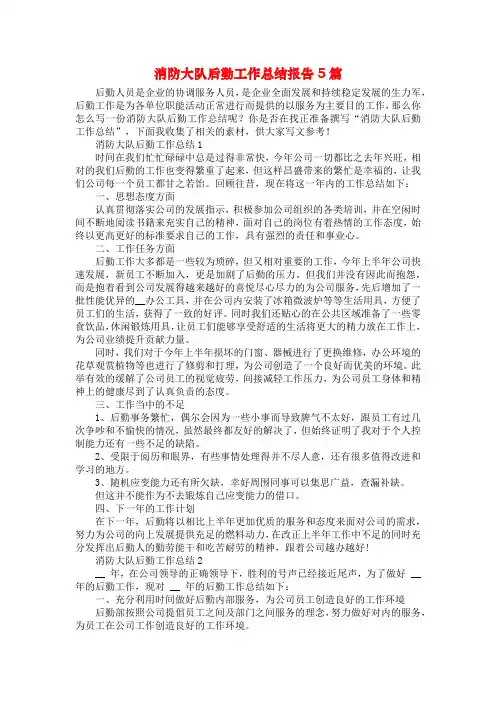 消防大队后勤工作总结报告5篇