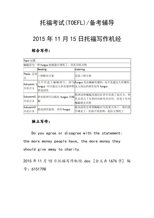托福写作机经(1)