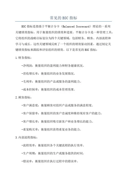 常见的BSC指标