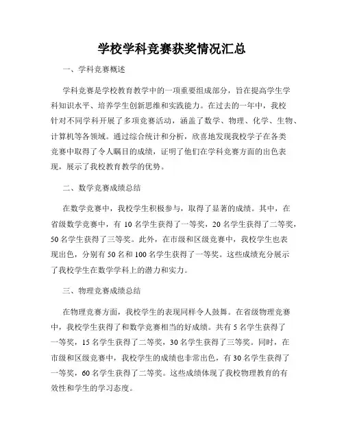 学校学科竞赛获奖情况汇总