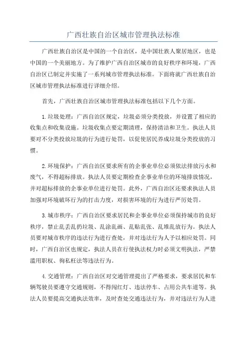 广西壮族自治区城市管理执法标准