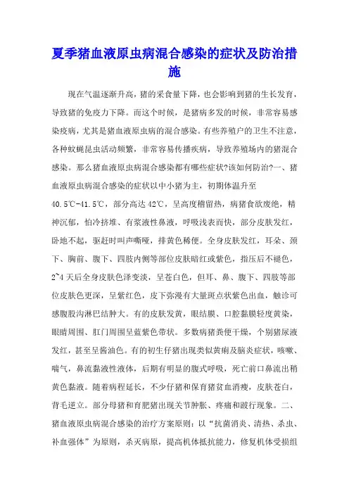 夏季猪血液原虫病混合感染的症状及防治措施