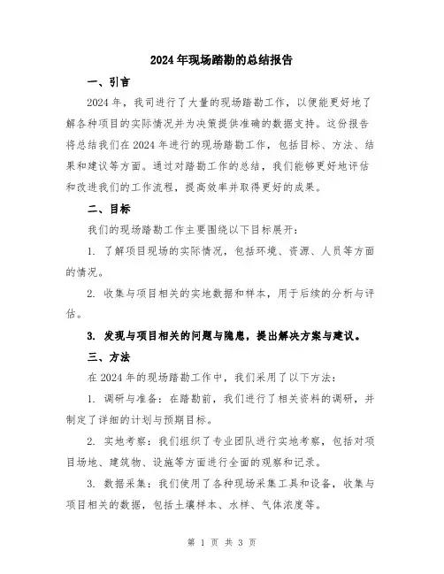2024年现场踏勘的总结报告