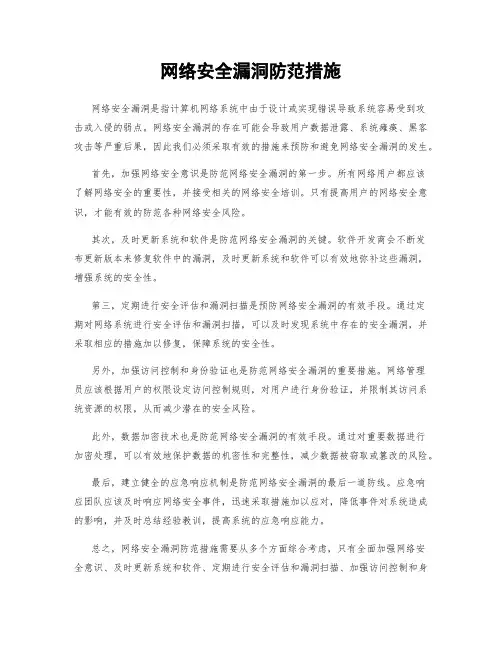 网络安全漏洞防范措施