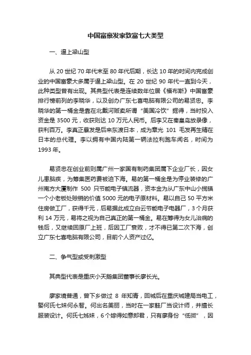 中国富豪发家致富七大类型