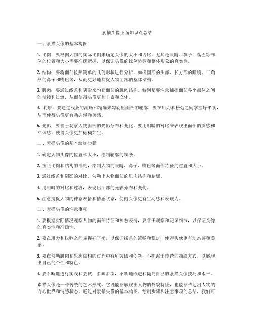 素描头像正面知识点总结