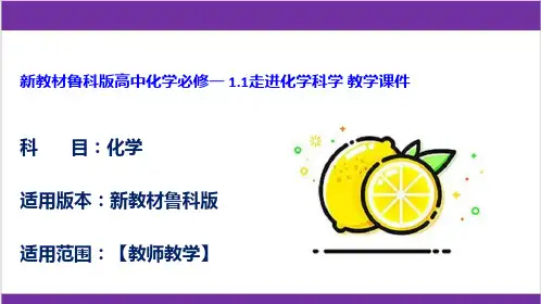 新教材鲁科版高中化学必修一 1.1走进化学科学 教学课件