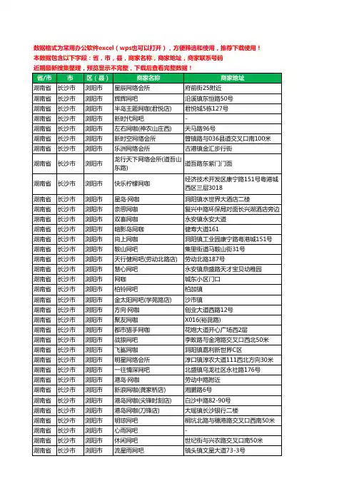 2020新版湖南省长沙市浏阳市网吧工商企业公司商家名录名单黄页联系电话号码地址大全92家
