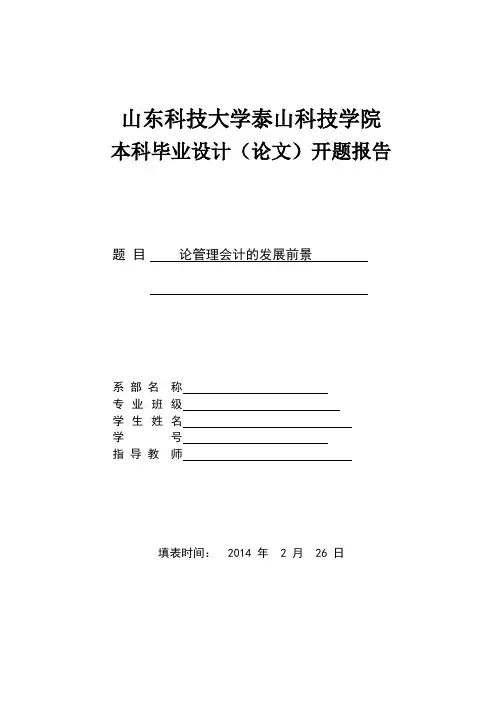 论管理会计的发展前景  开题报告