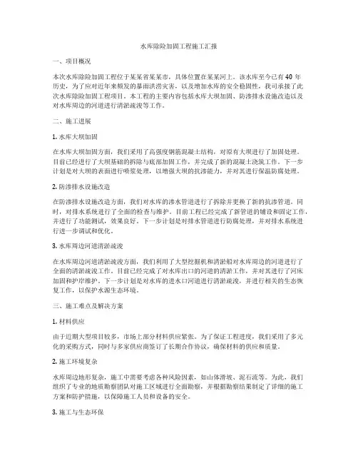 水库除险加固工程施工汇报
