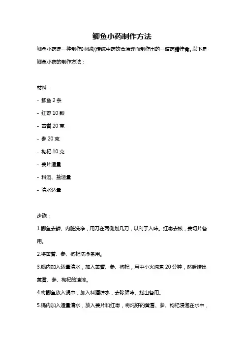 鲫鱼小药制作方法