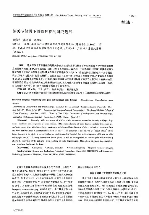 膝关节软骨下骨骨挫伤的研究进展论文