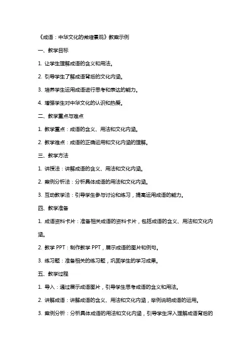 《成语：中华文化的微缩景观》教案示例