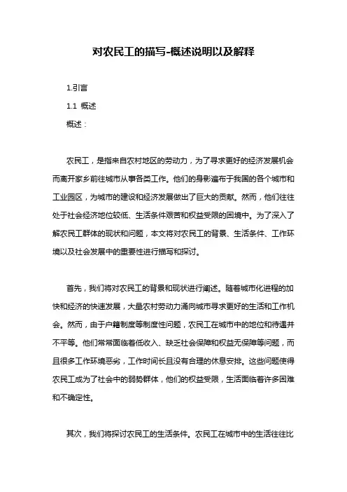 对农民工的描写-概述说明以及解释