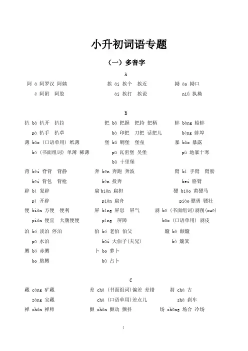 小升初字音字形专项汇总