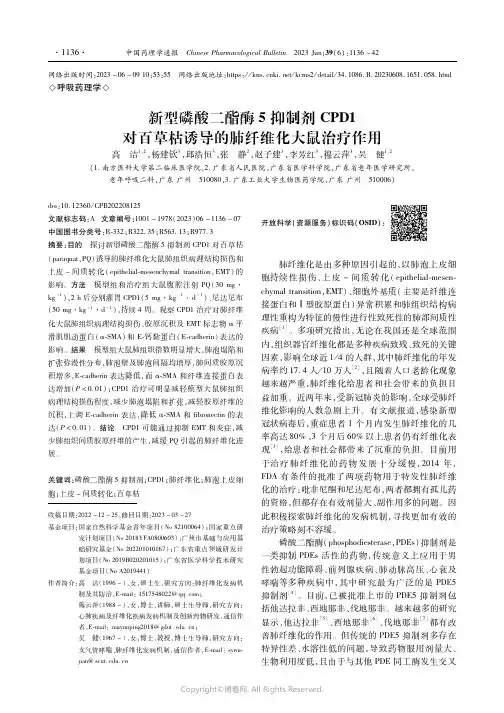 新型磷酸二酯酶5抑制剂CPD1对百草枯诱导的肺纤维化大鼠治疗作用