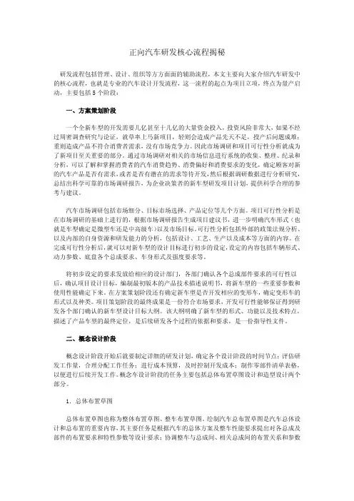 汽车正向开发流程介绍