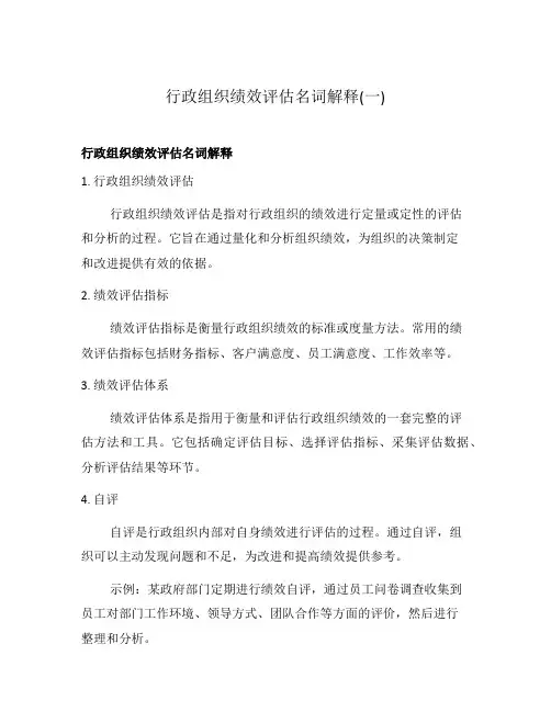 行政组织绩效评估名词解释(一)