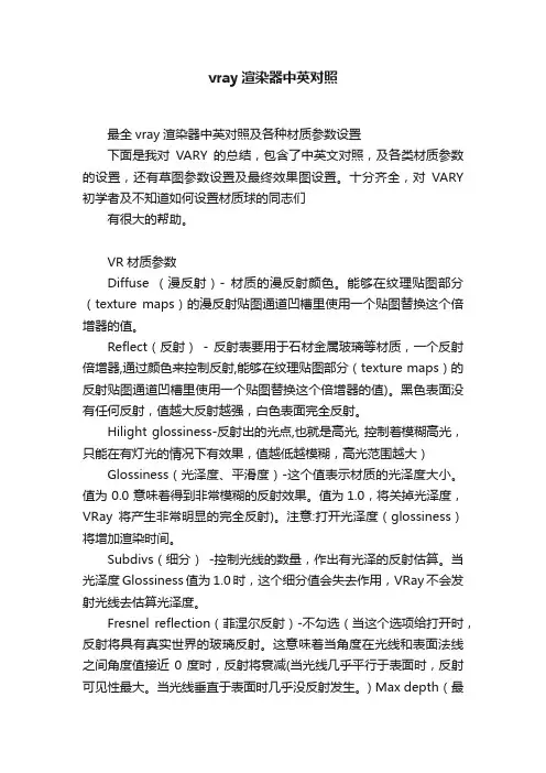 vray渲染器中英对照
