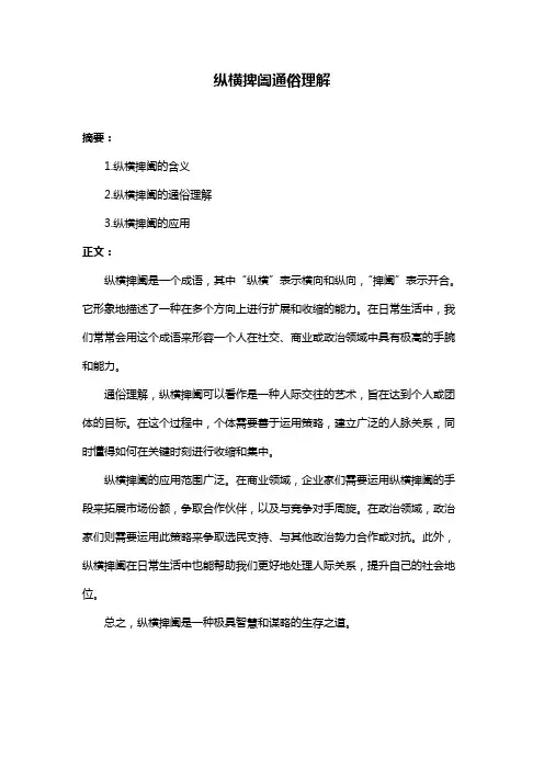 纵横捭阖通俗理解