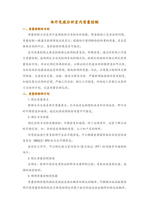 体外免疫分析室内质量控制