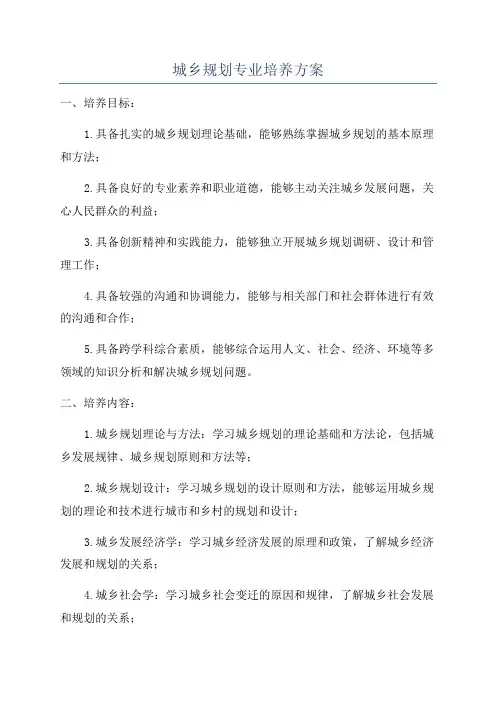 城乡规划专业培养方案