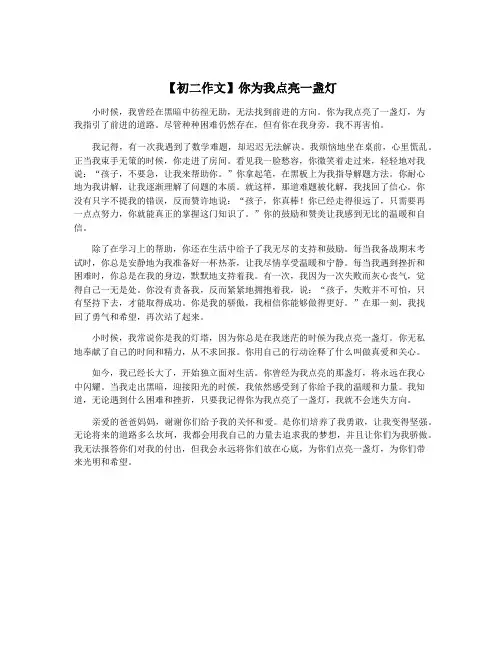 【初二作文】你为我点亮一盏灯