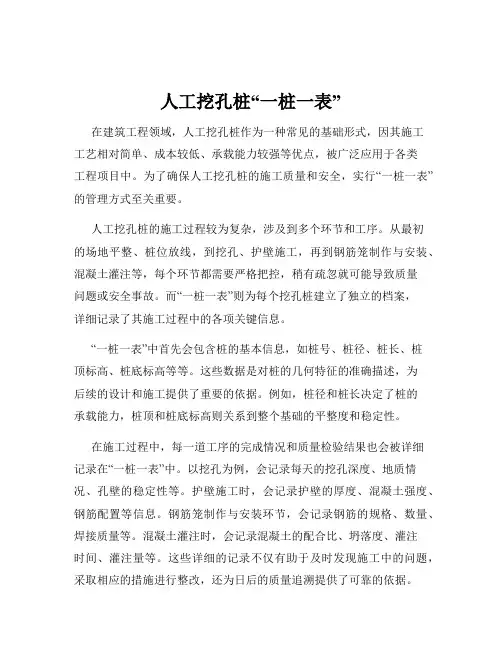 人工挖孔桩“一桩一表”