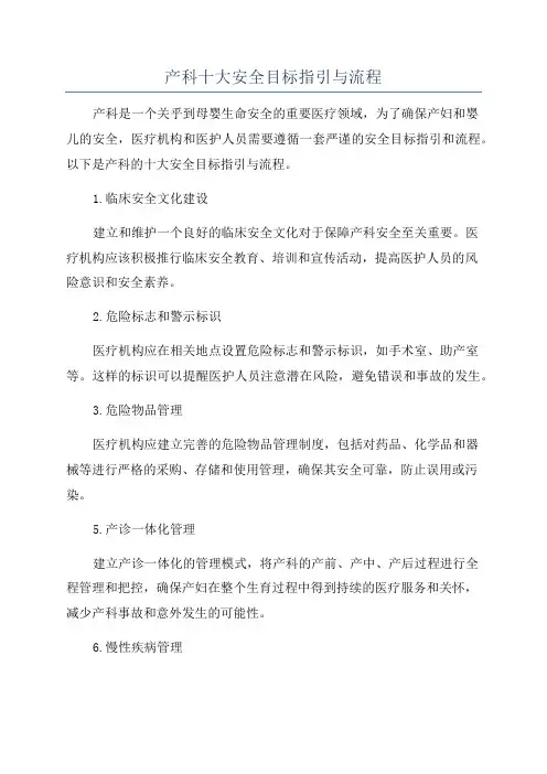 产科十大安全目标指引与流程